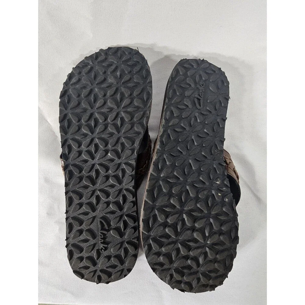 Clarks Women's Fenner Nerice Sandals Size 10 M Brown Braided Flip Flops Boho EUC - Picture 4 of 7